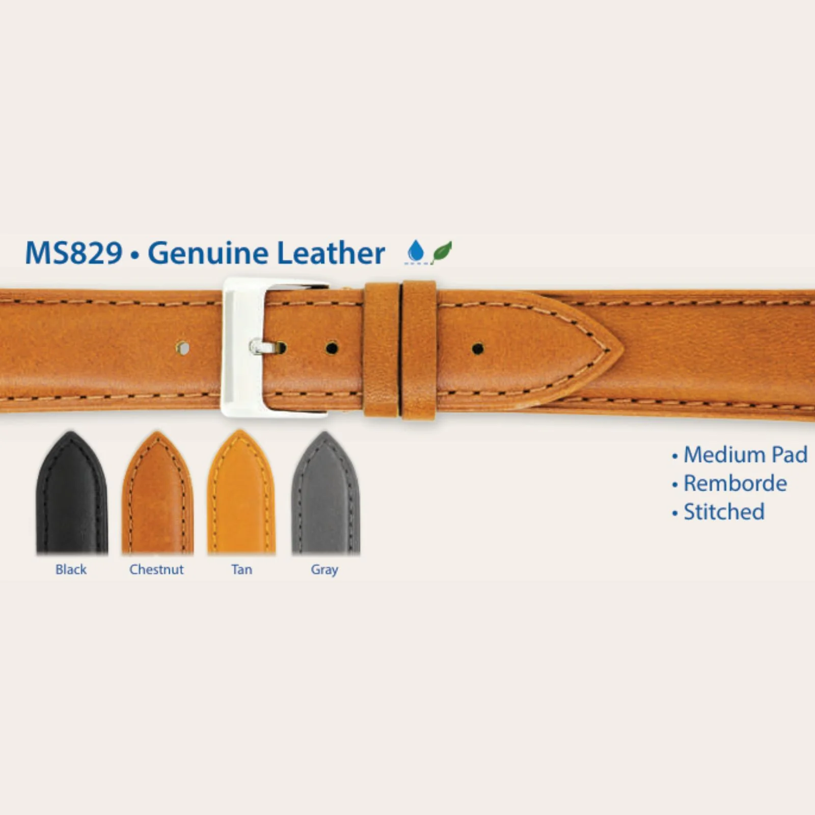 MS829 - Genuine Leather - Hadley Roma Watch Strap - Image 6