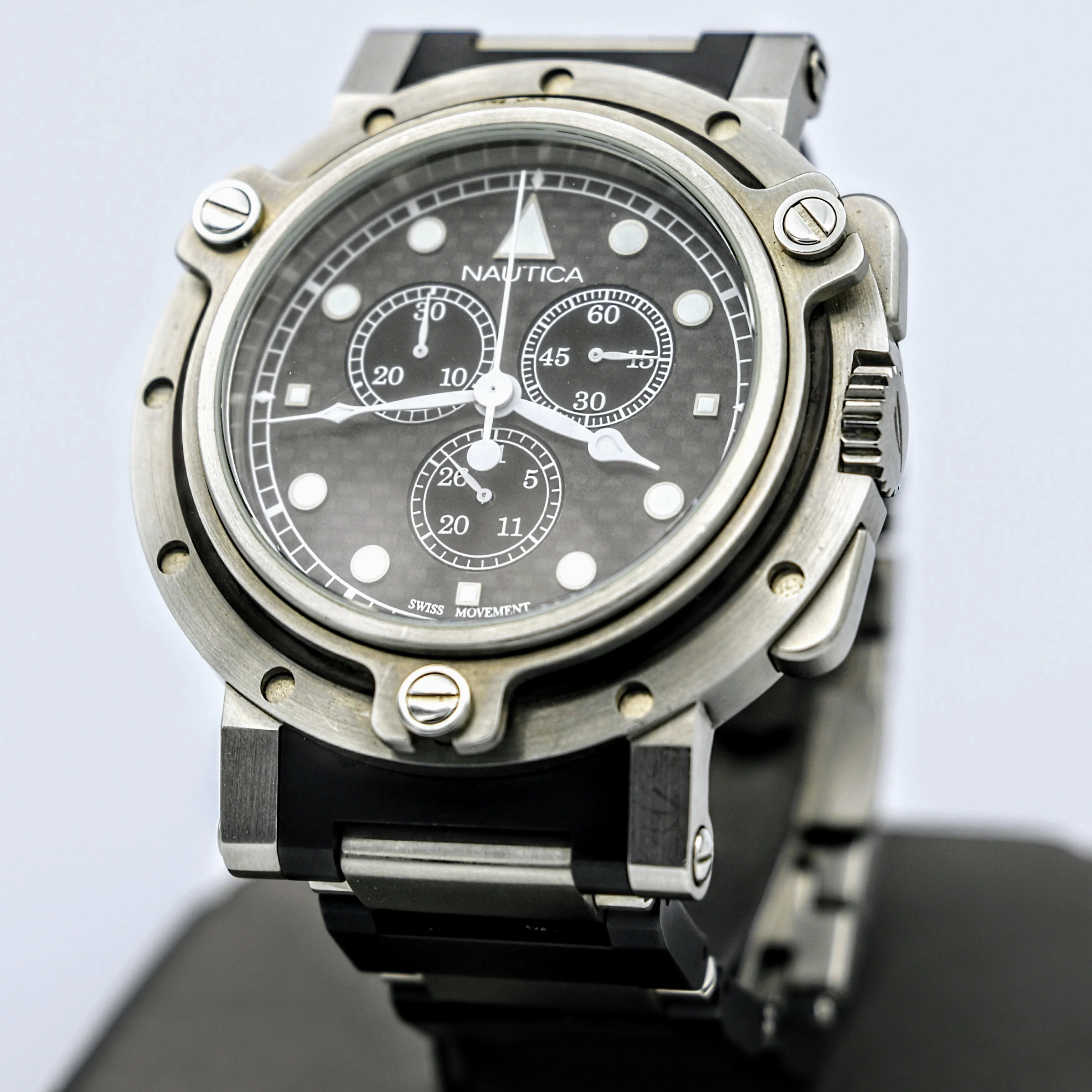 NAUTICA Chronograph Wristwatch Basketweave Dial Swiss High-Quality Quartz Watch - Image 3