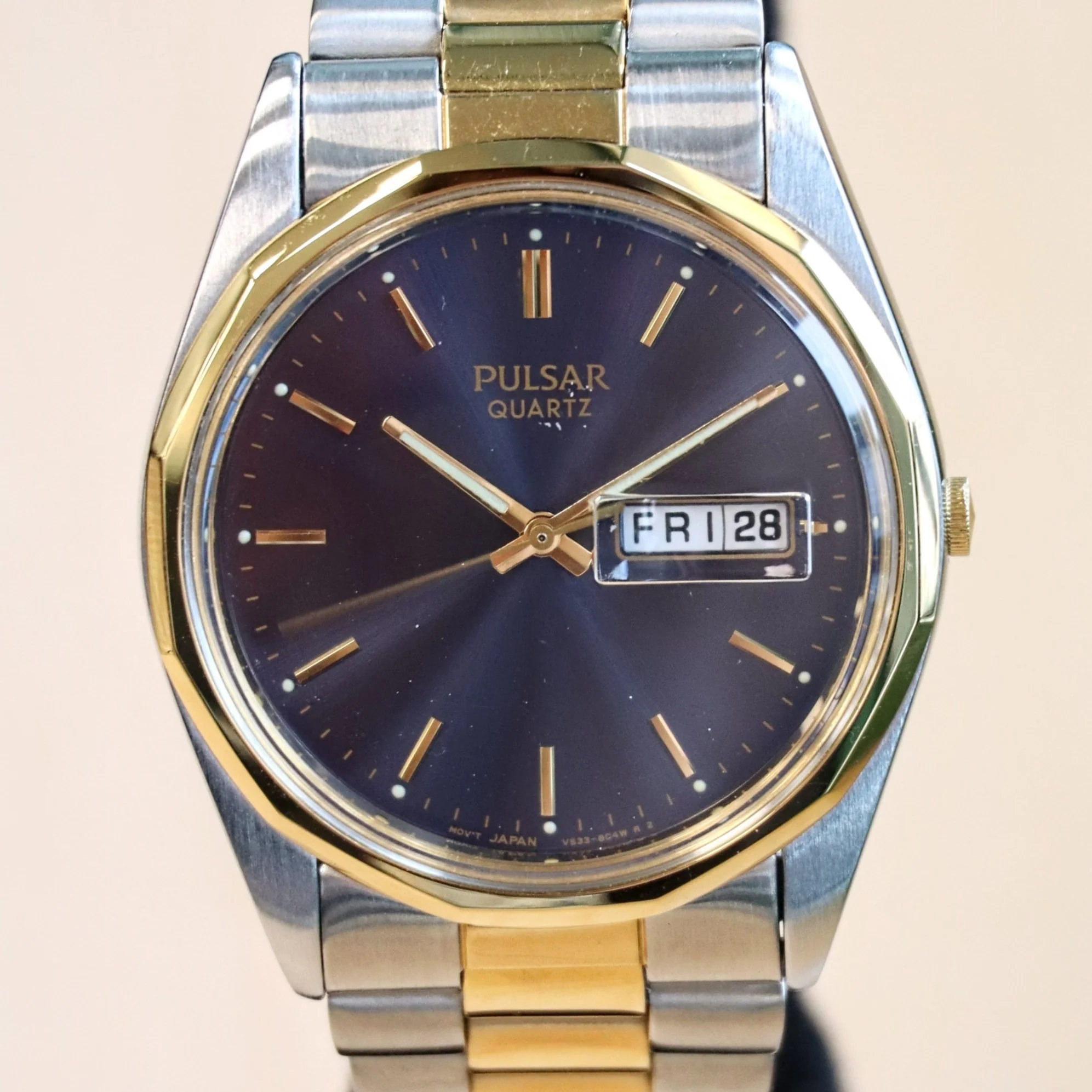NOS PULSAR Quartz Watch Ref. PPX108 Day/Date Two-Tone Case & Bracelet Wristwatch Box & Papers! - Image 3