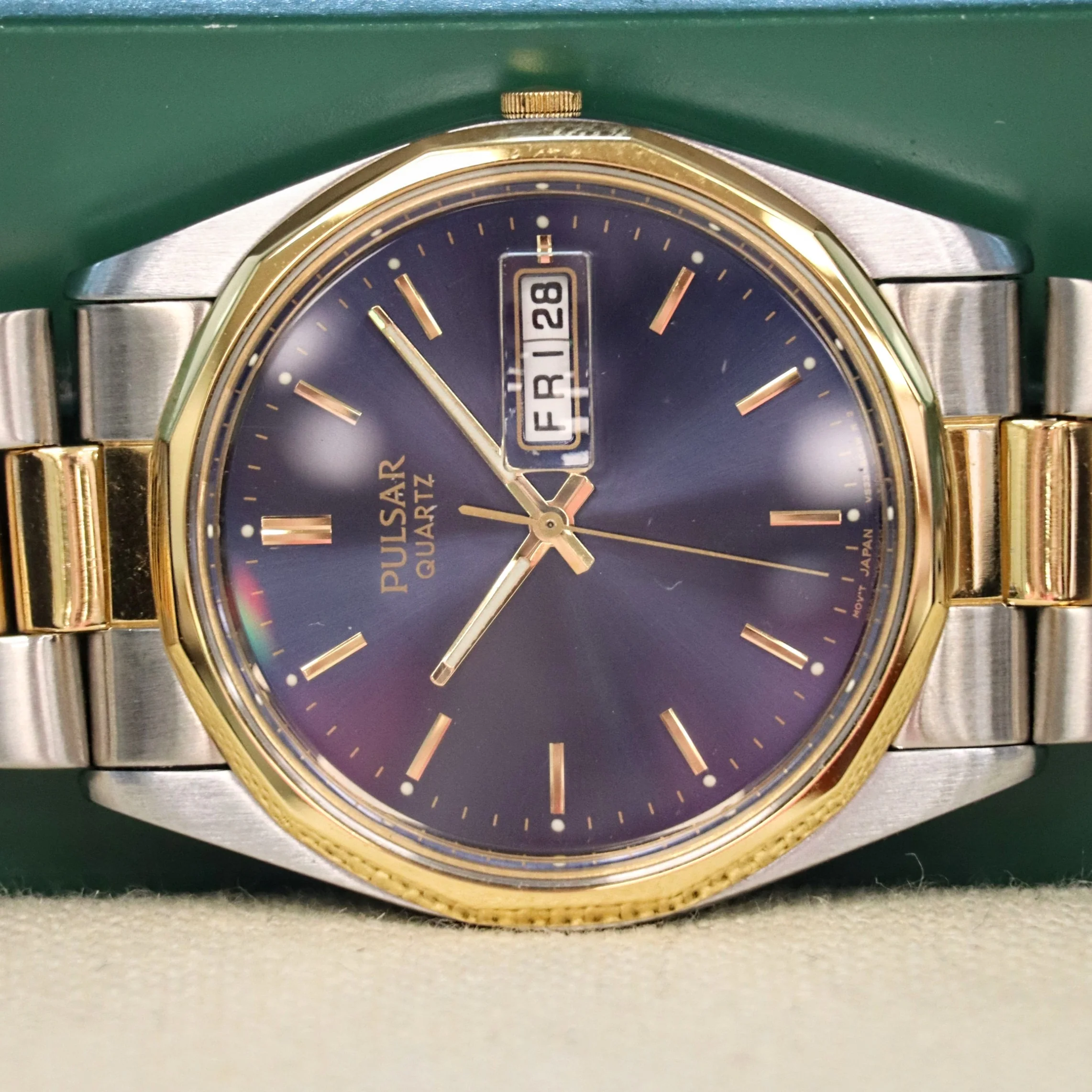 NOS PULSAR Quartz Watch Ref. PPX108 Day/Date Two-Tone Case & Bracelet Wristwatch Box & Papers! - Image 8