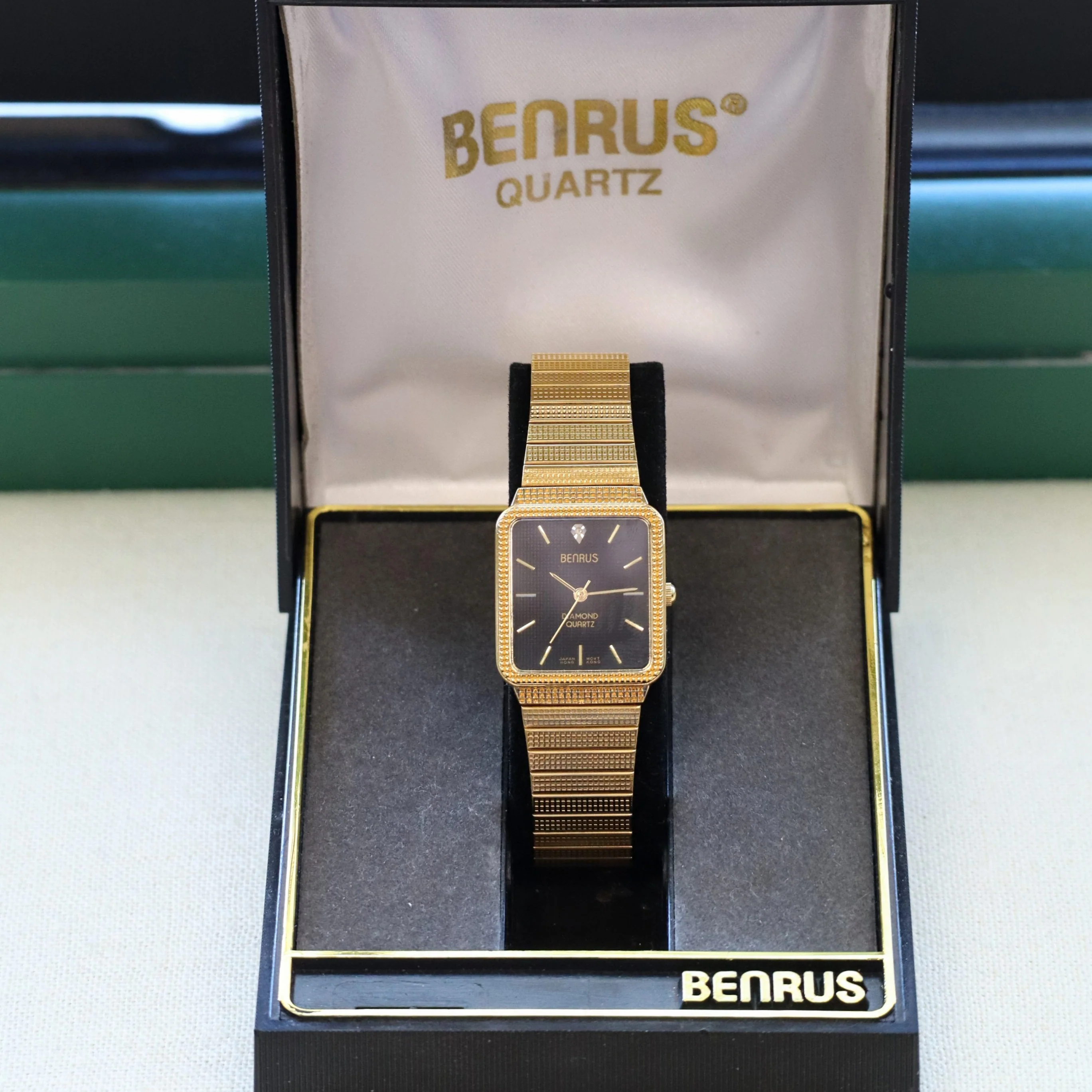 NOS Vintage BENRUS Diamond Quartz Watch Tank Case - ALL Original In BOX! - Image 13