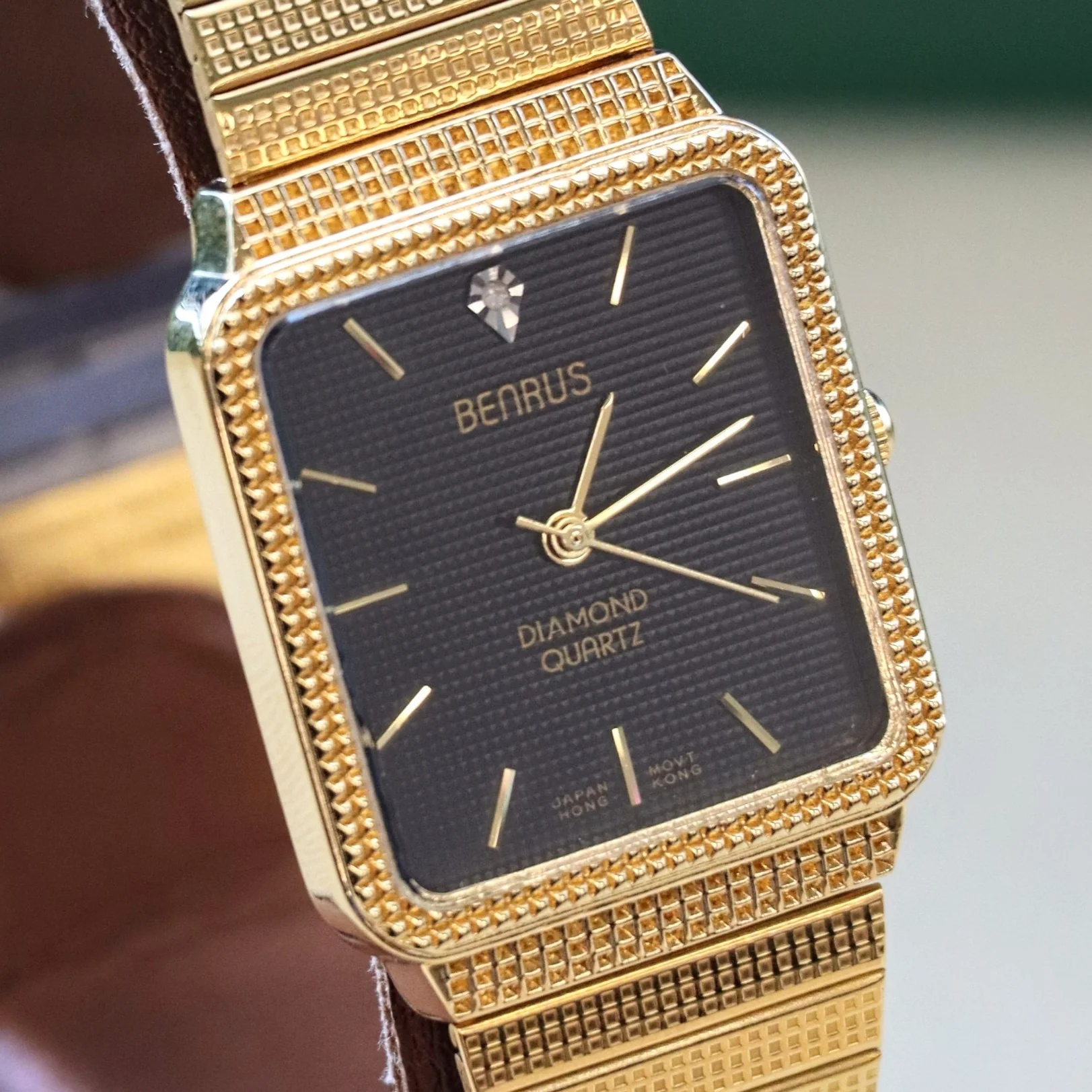 NOS Vintage BENRUS Diamond Quartz Watch Tank Case - ALL Original In BOX! - Image 3