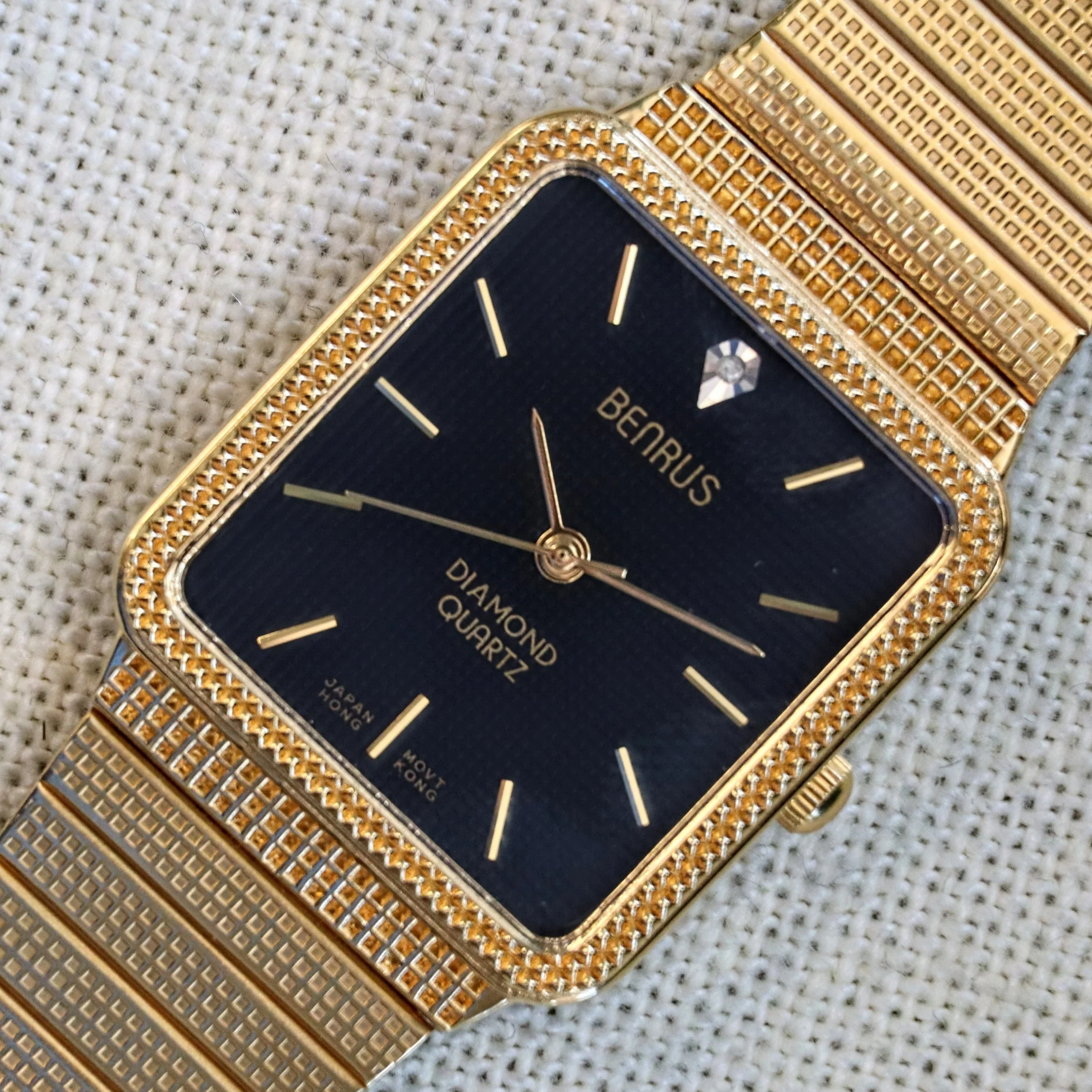 NOS Vintage BENRUS Diamond Quartz Watch Tank Case - ALL Original In BOX! - Image 9