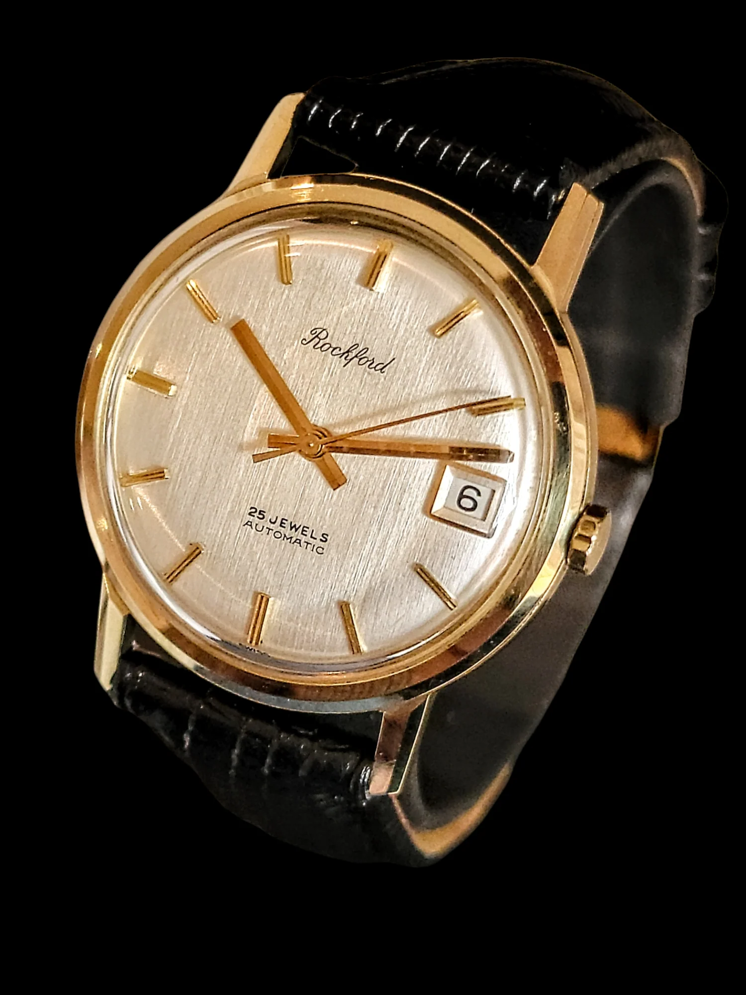 ROCKFORD Self-Winding Calendar Watch 14K GOLD 25J Cal. Bennett Bros. ETA 2472 - Image 4