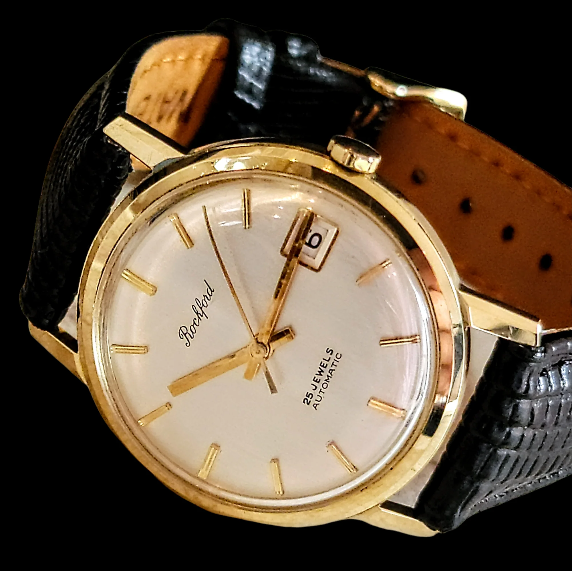 ROCKFORD Self-Winding Calendar Watch 14K GOLD 25J Cal. Bennett Bros. ETA 2472 - Image 8
