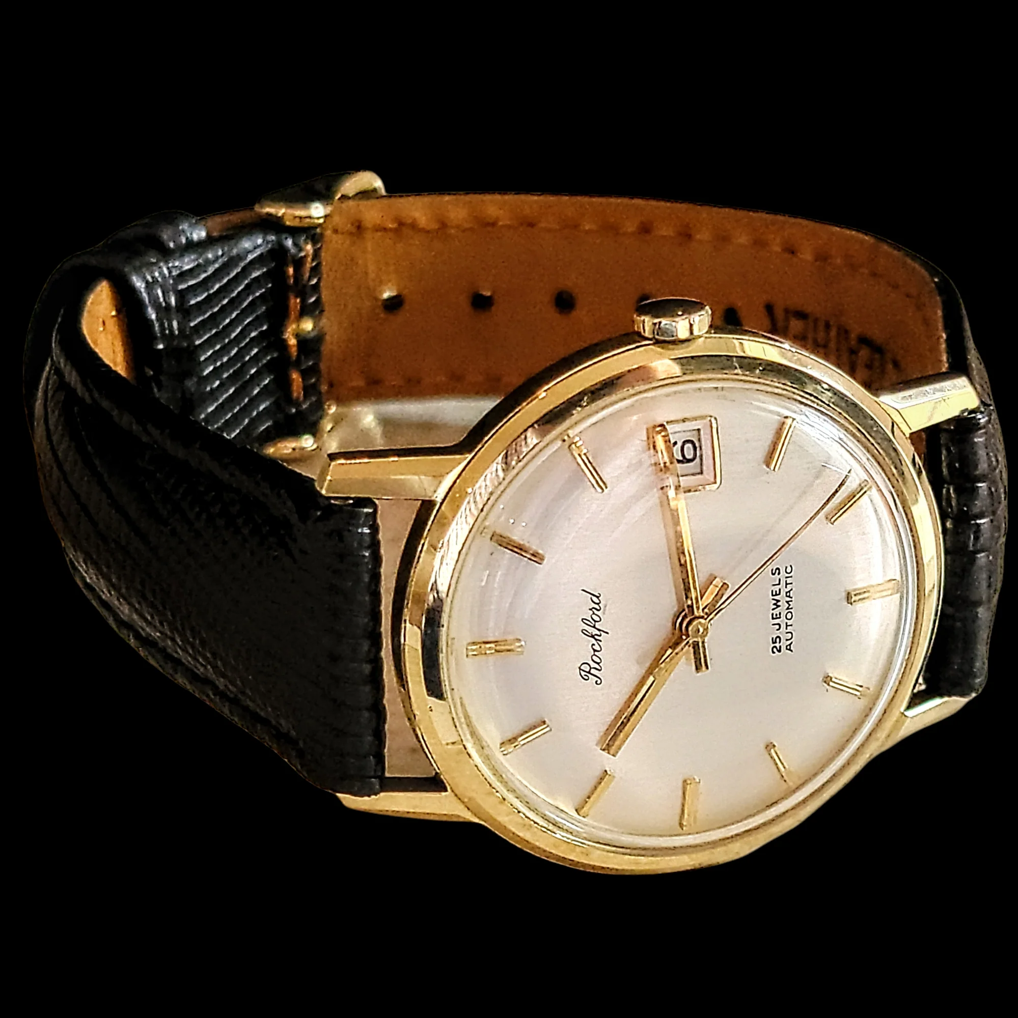 ROCKFORD Self-Winding Calendar Watch 14K GOLD 25J Cal. Bennett Bros. ETA 2472 - Image 9