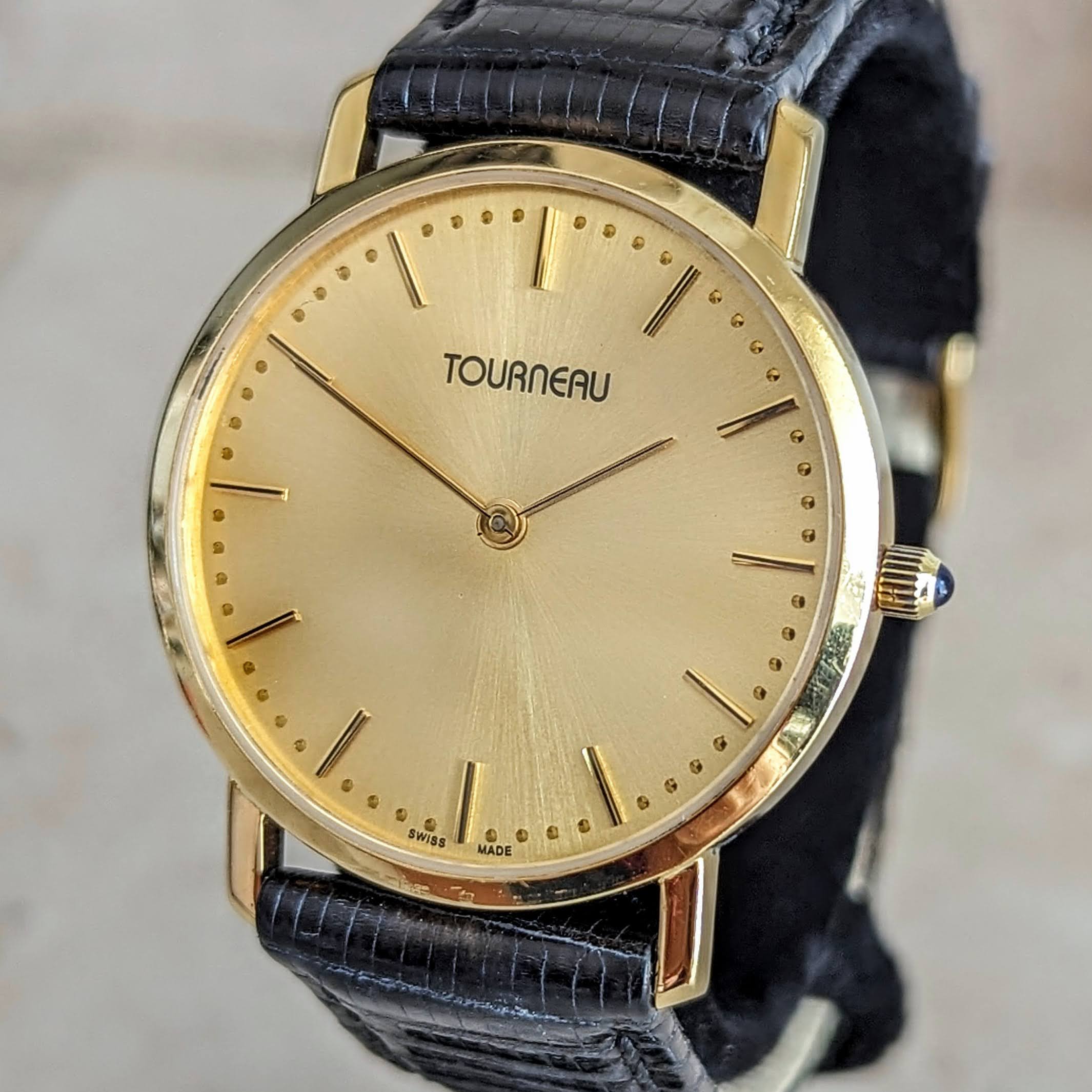 TOURNEAU Wristwatch 18K GOLD Swiss Made Cal. ETA 255.411 6J Quartz Watch 33mm - Image 4