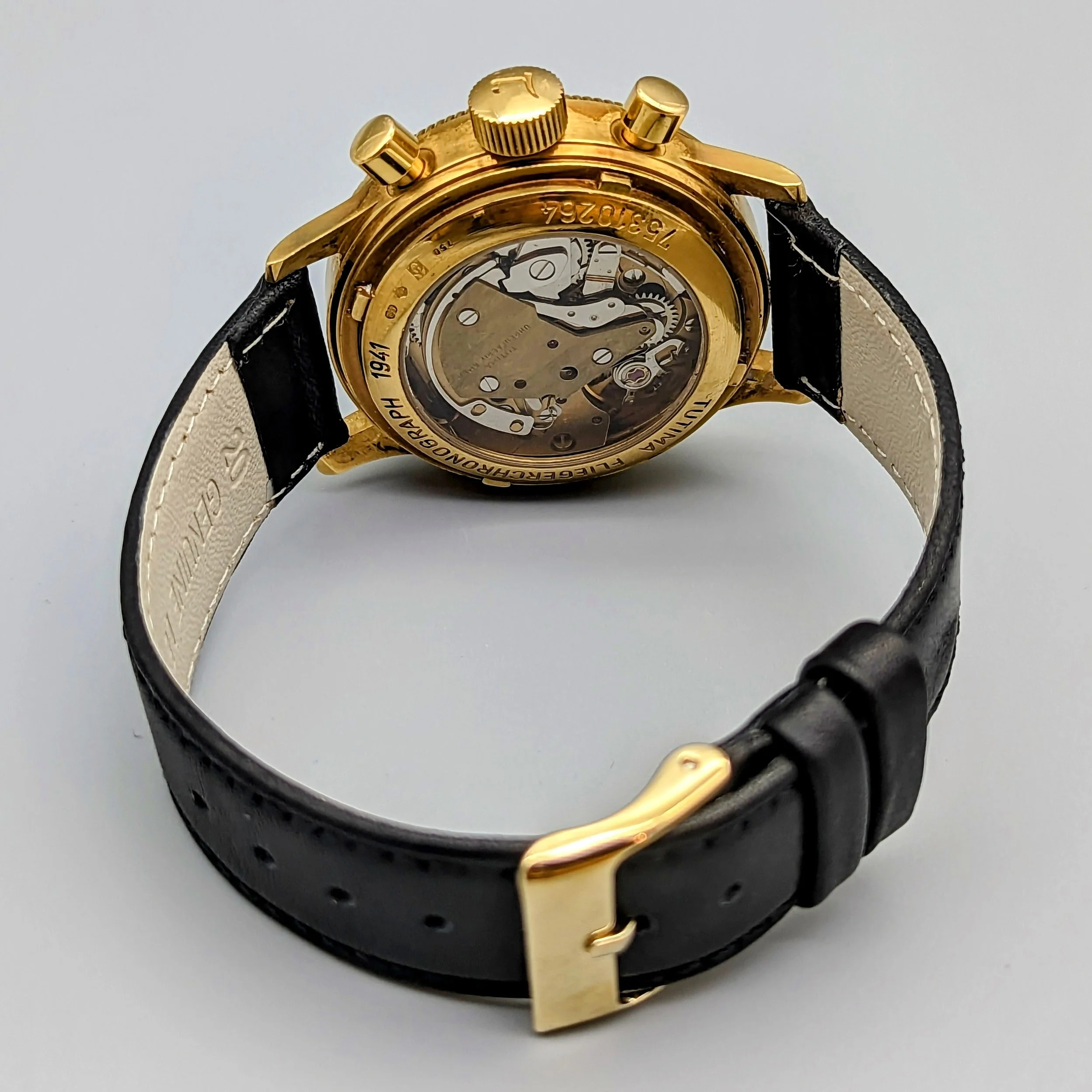TUTIMA Flieger Chronograph 1941 Wristwatch 18K Yellow GOLD Pilot's Watch Ref. 753-01 - Image 11