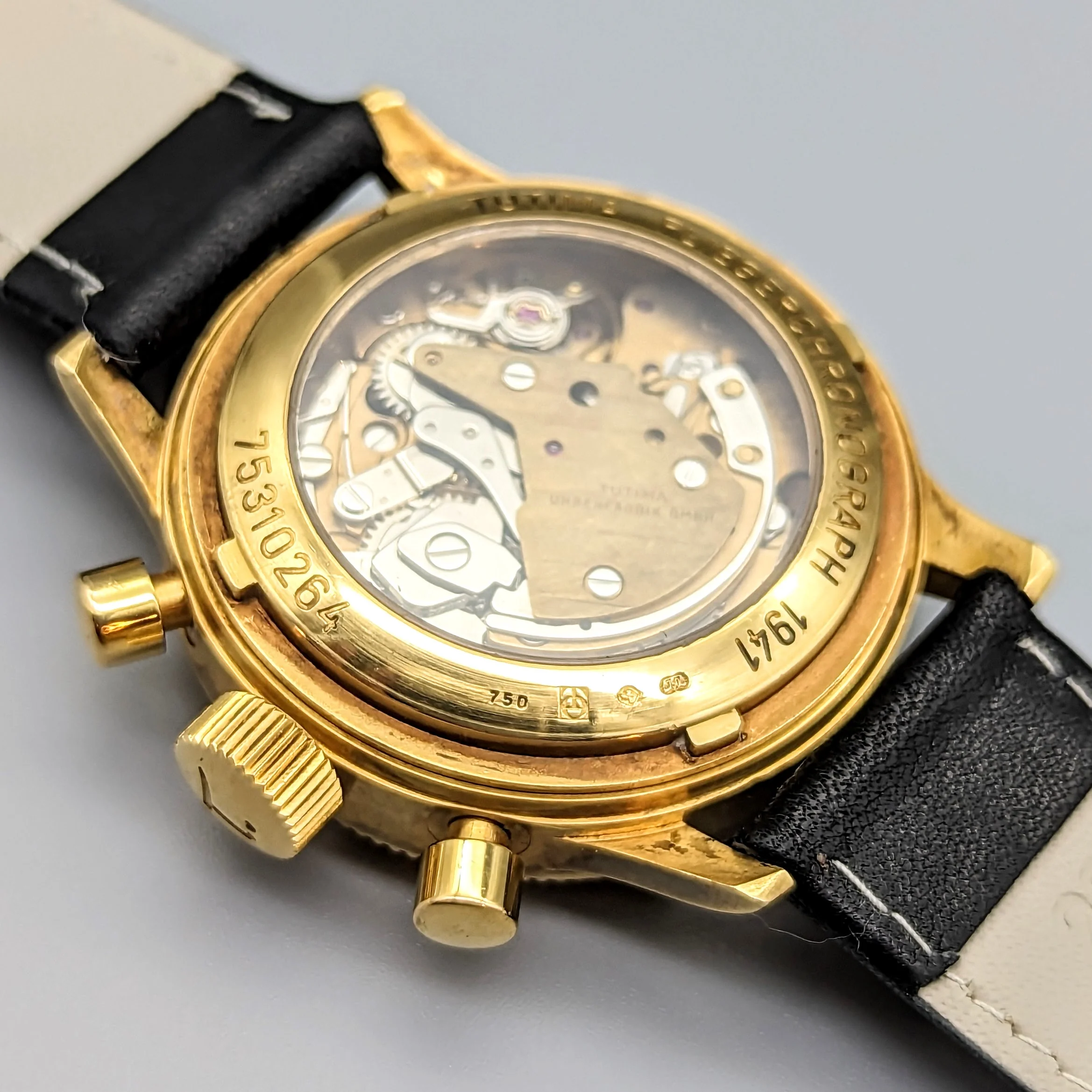 TUTIMA Flieger Chronograph 1941 Wristwatch 18K Yellow GOLD Pilot's Watch Ref. 753-01 - Image 12