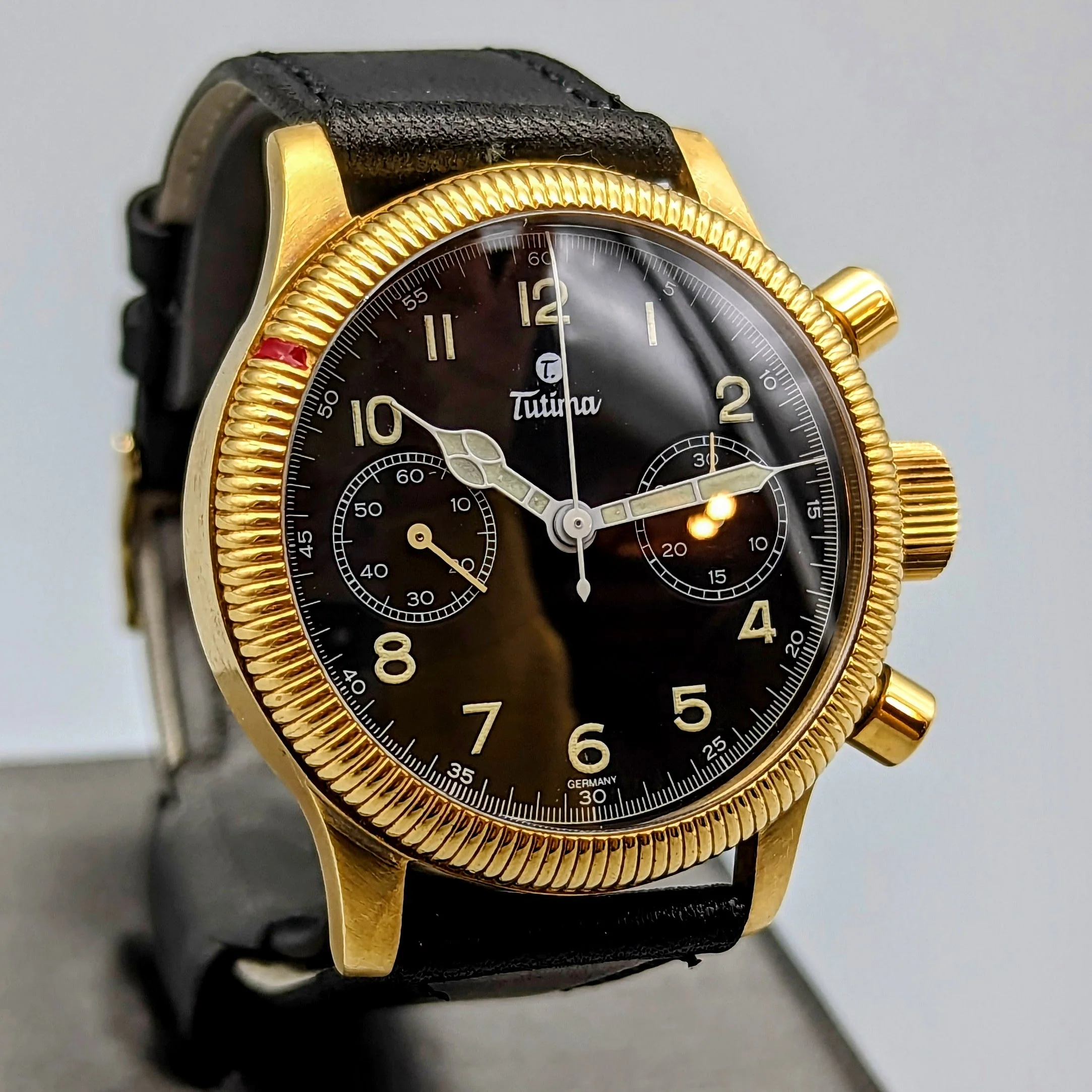 TUTIMA Flieger Chronograph 1941 Wristwatch 18K Yellow GOLD Pilot's Watch Ref. 753-01 - Image 15