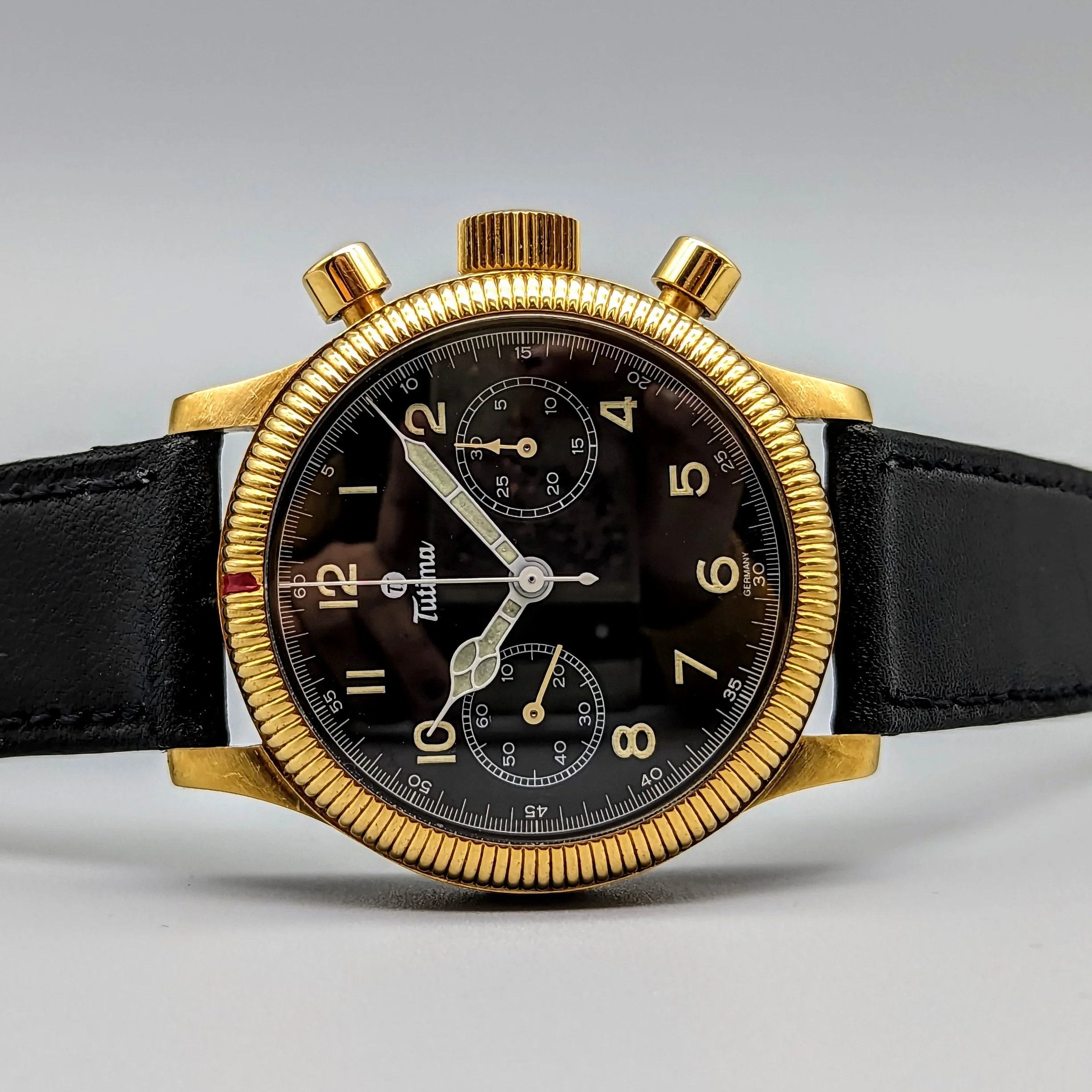 TUTIMA Flieger Chronograph 1941 Wristwatch 18K Yellow GOLD Pilot's Watch Ref. 753-01 - Image 16