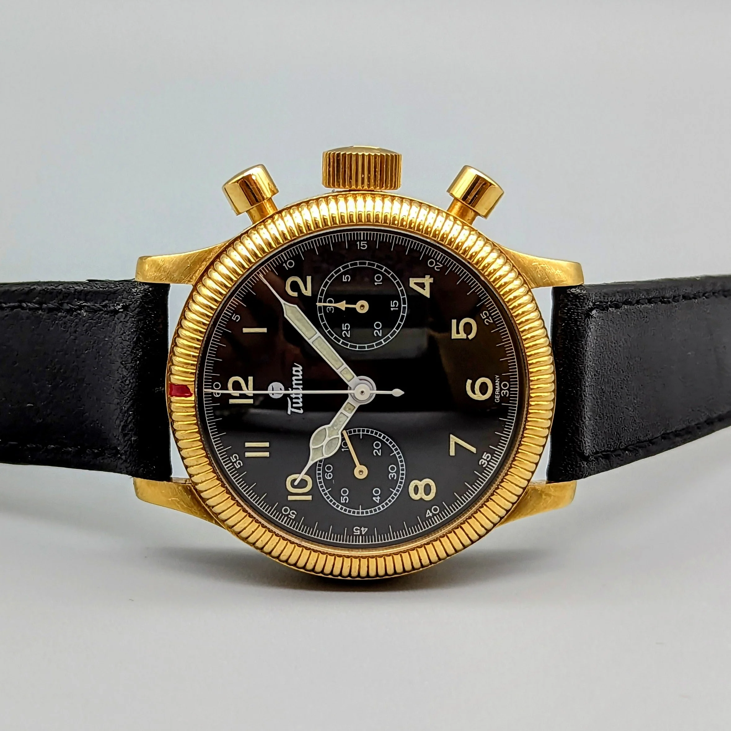 TUTIMA Flieger Chronograph 1941 Wristwatch 18K Yellow GOLD Pilot's Watch Ref. 753-01 - Image 17