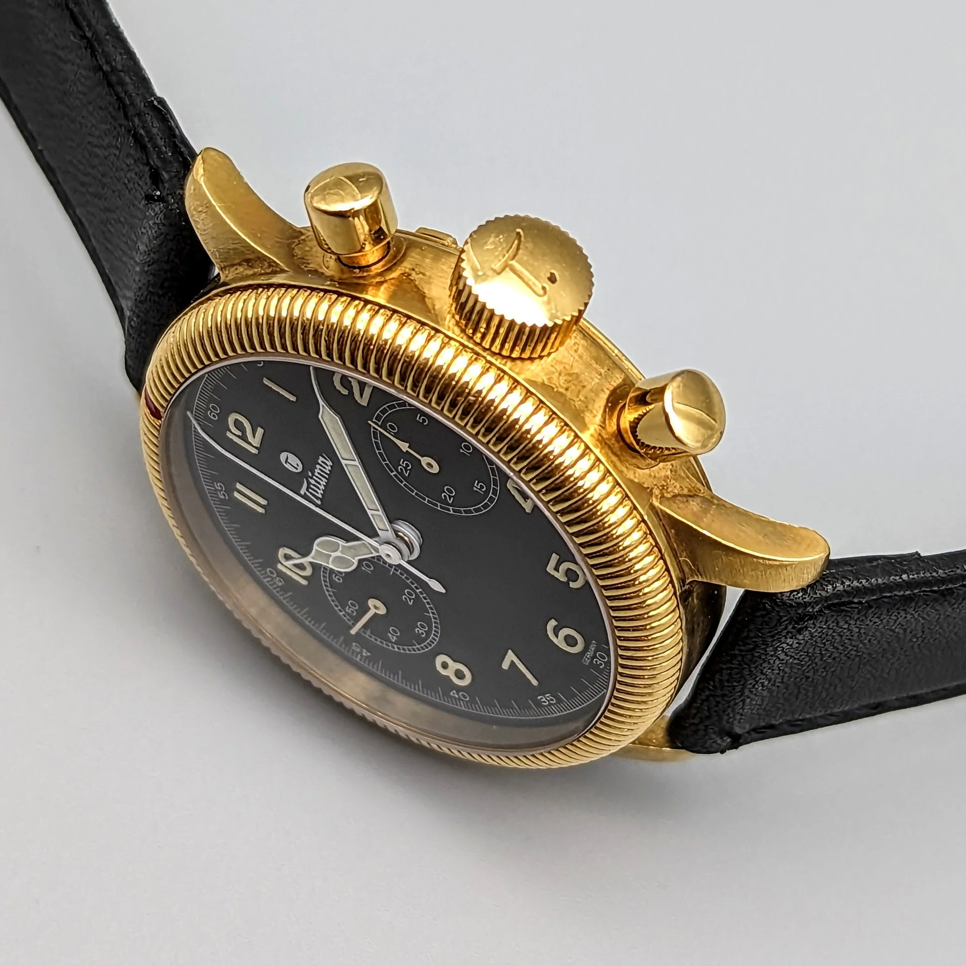 TUTIMA Flieger Chronograph 1941 Wristwatch 18K Yellow GOLD Pilot's Watch Ref. 753-01 - Image 18