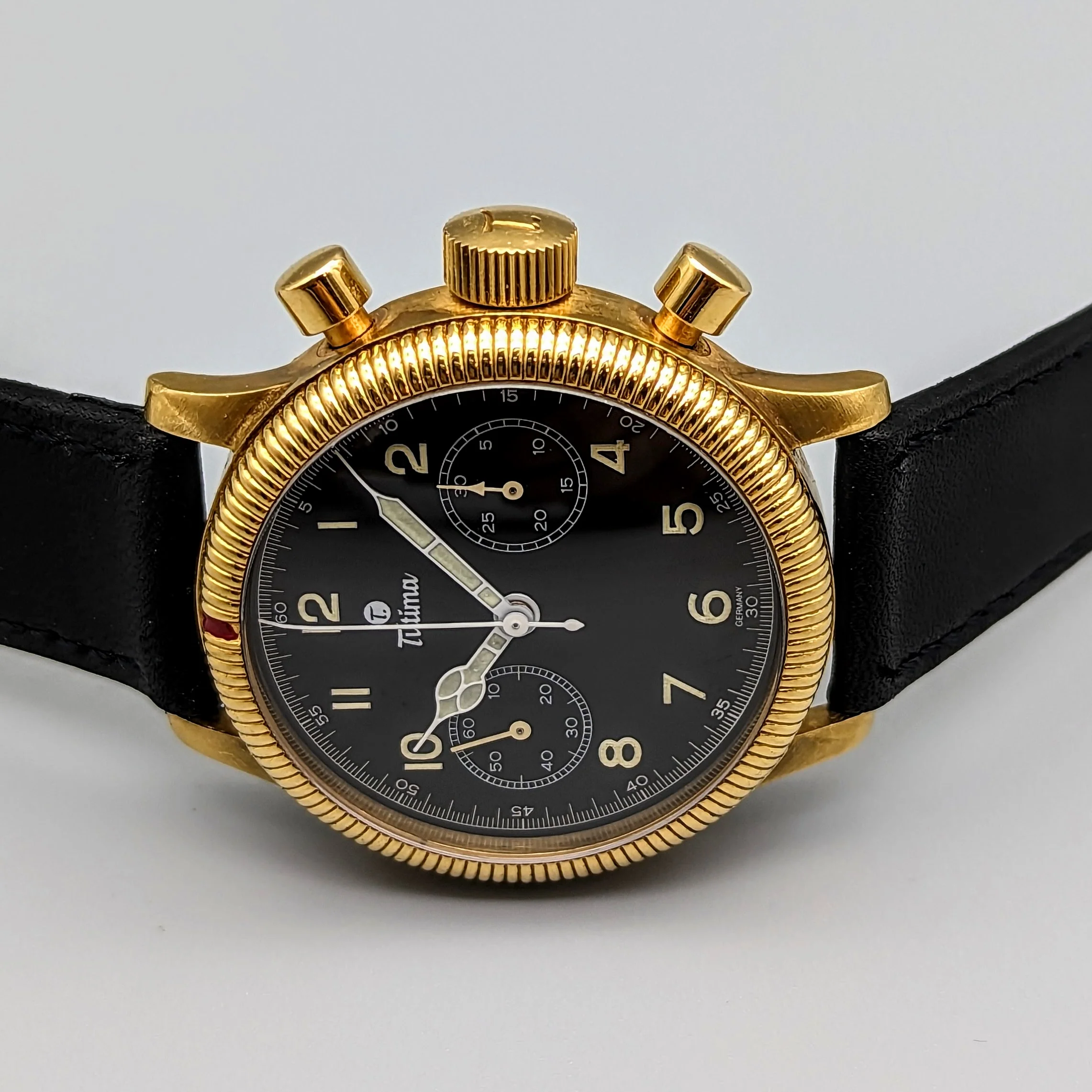 TUTIMA Flieger Chronograph 1941 Wristwatch 18K Yellow GOLD Pilot's Watch Ref. 753-01 - Image 19