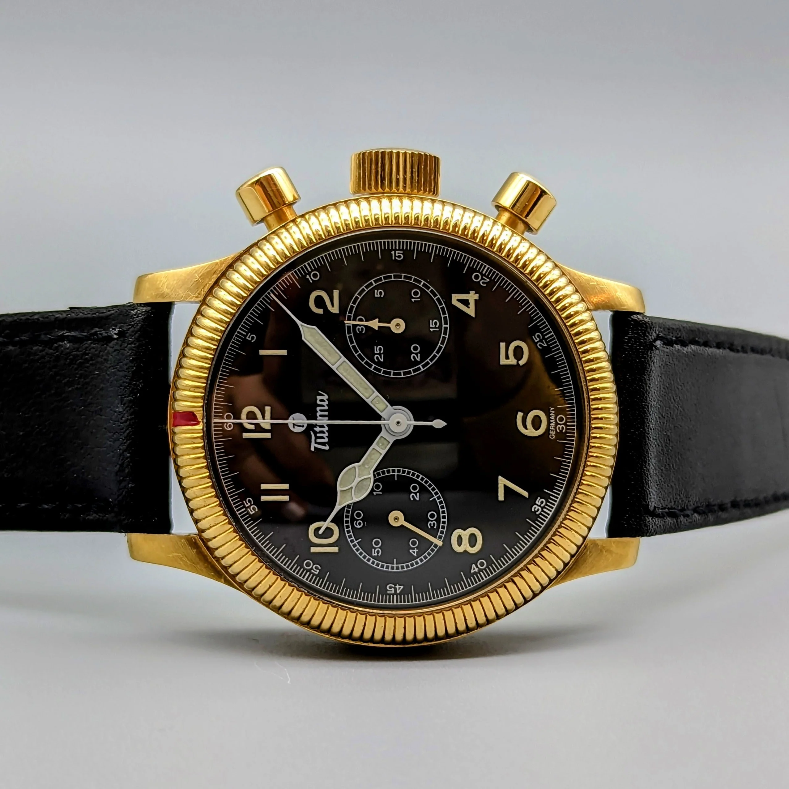 TUTIMA Flieger Chronograph 1941 Wristwatch 18K Yellow GOLD Pilot's Watch Ref. 753-01 - Image 20