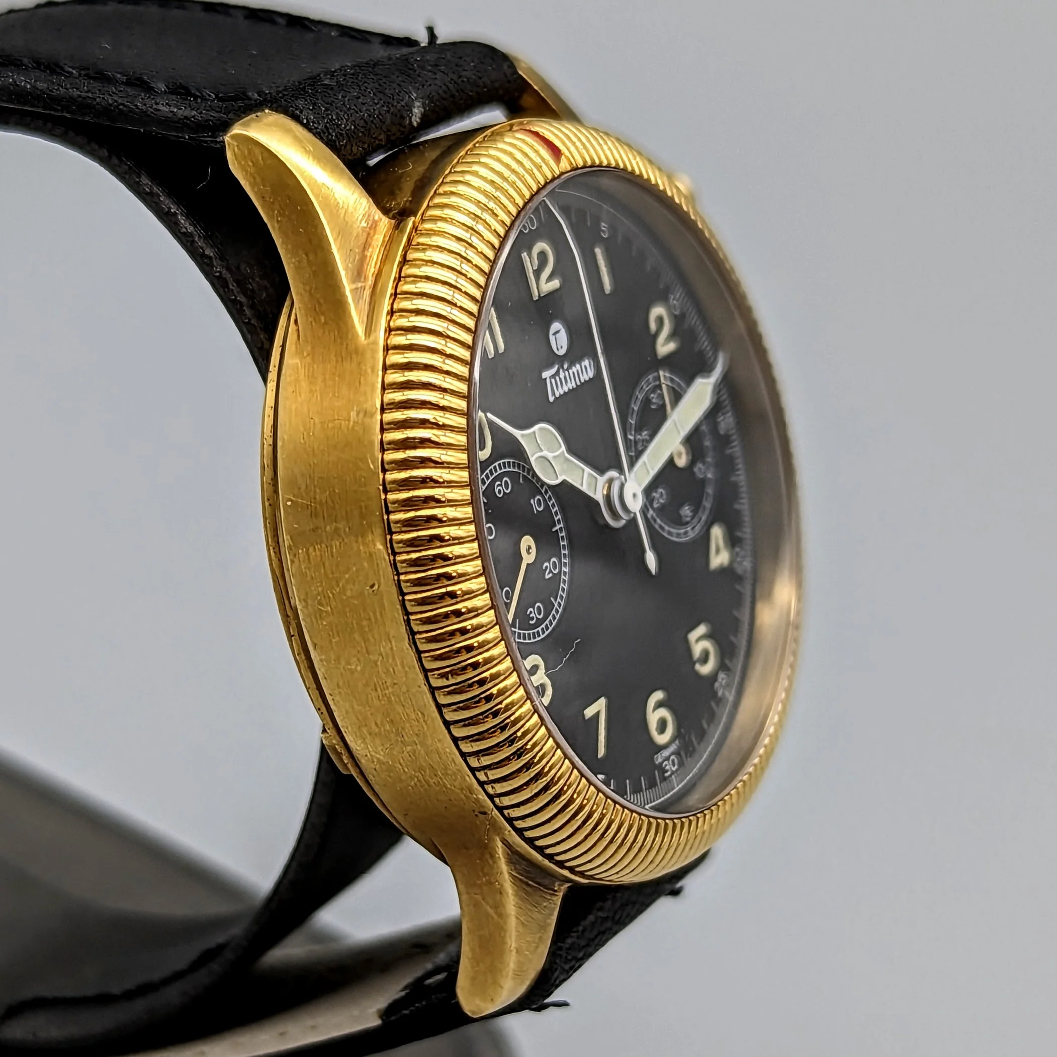 TUTIMA Flieger Chronograph 1941 Wristwatch 18K Yellow GOLD Pilot's Watch Ref. 753-01 - Image 5
