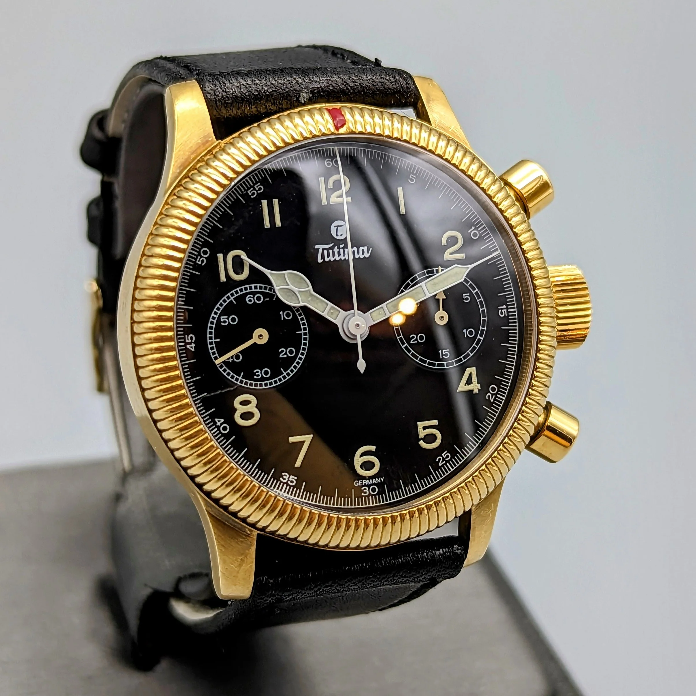 TUTIMA Flieger Chronograph 1941 Wristwatch 18K Yellow GOLD Pilot's Watch Ref. 753-01 - Image 6