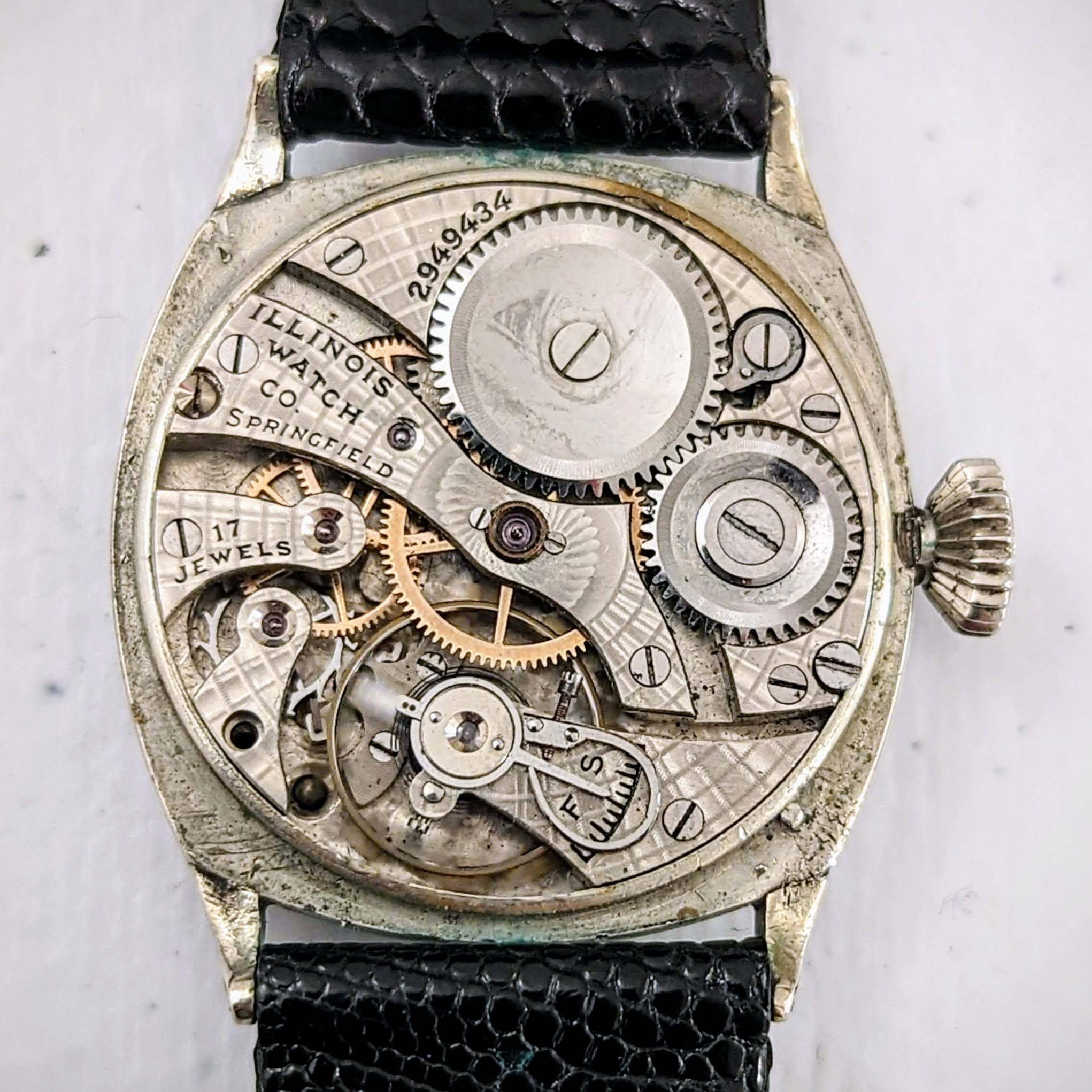 Vintage 1916 ILLINOIS Cushion Case Watch Movement grade 24 Manual Wristwatch - Image 11