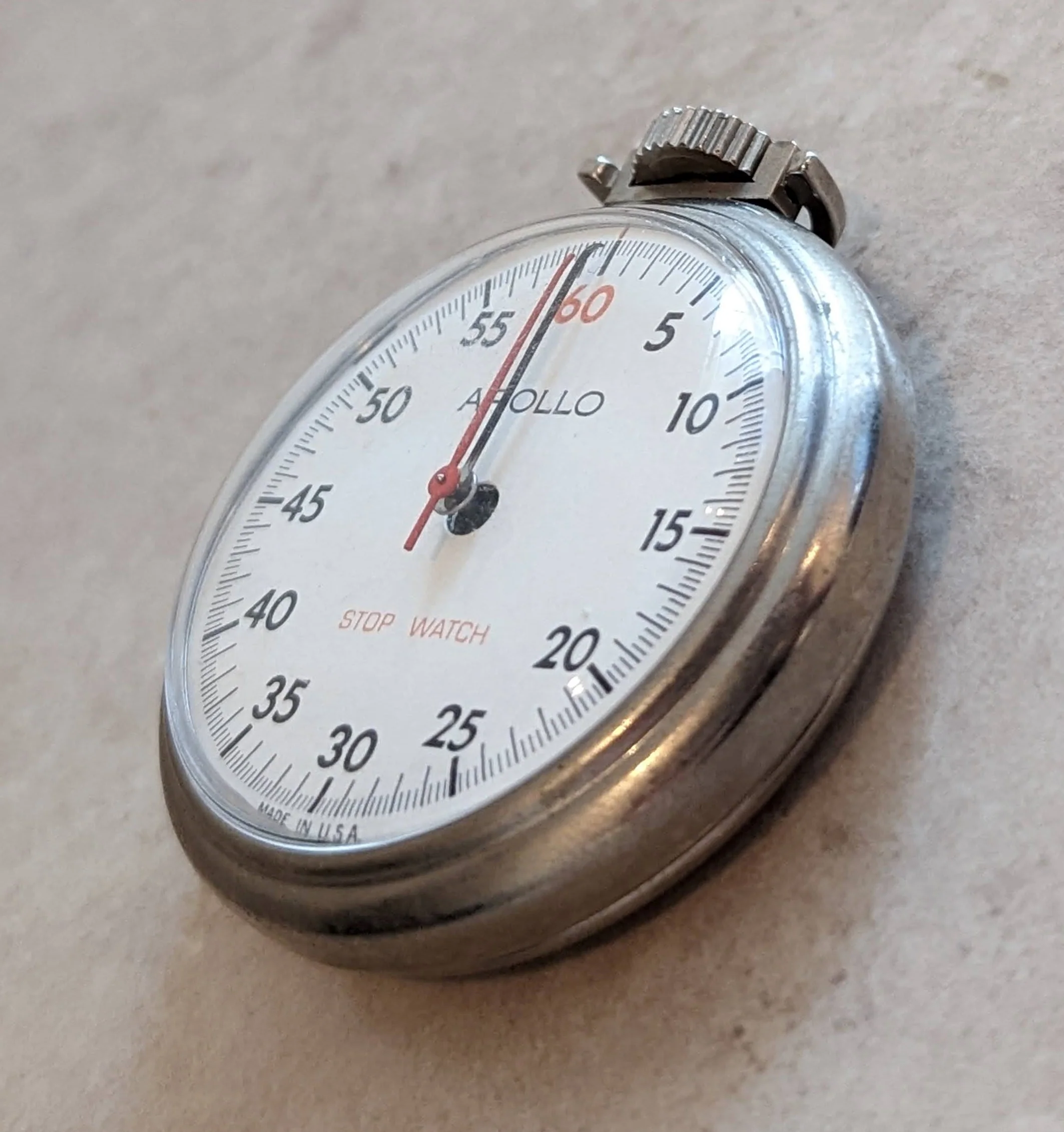 APOLLO Stop Watch U.S.A. Made Vintage Pocket Watch - RUNNING! - Image 6