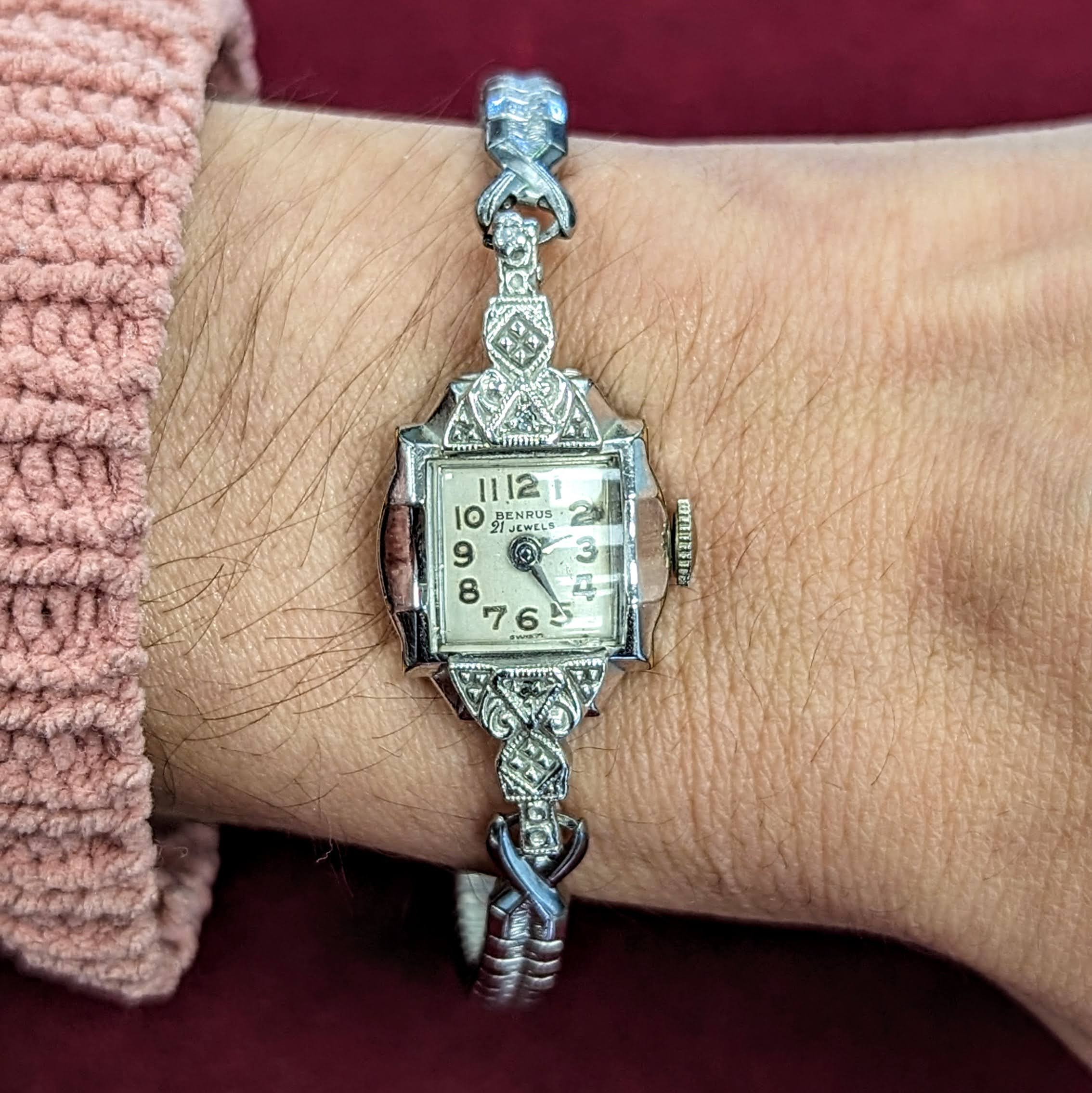 Vintage BENRUS Ladies Watch 21 Jewels Modele BMA40 Swiss Made Wristwatch Fancy Case - Image 8